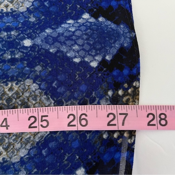 Calvin Klein Blue Snake Print V Neck Long Sleeve Blouse - Picture 10 of 12